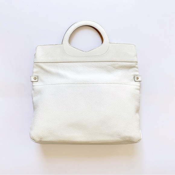 FURLA white leather foldable convertible crossbody top handle purse - Picture 4 of 12
